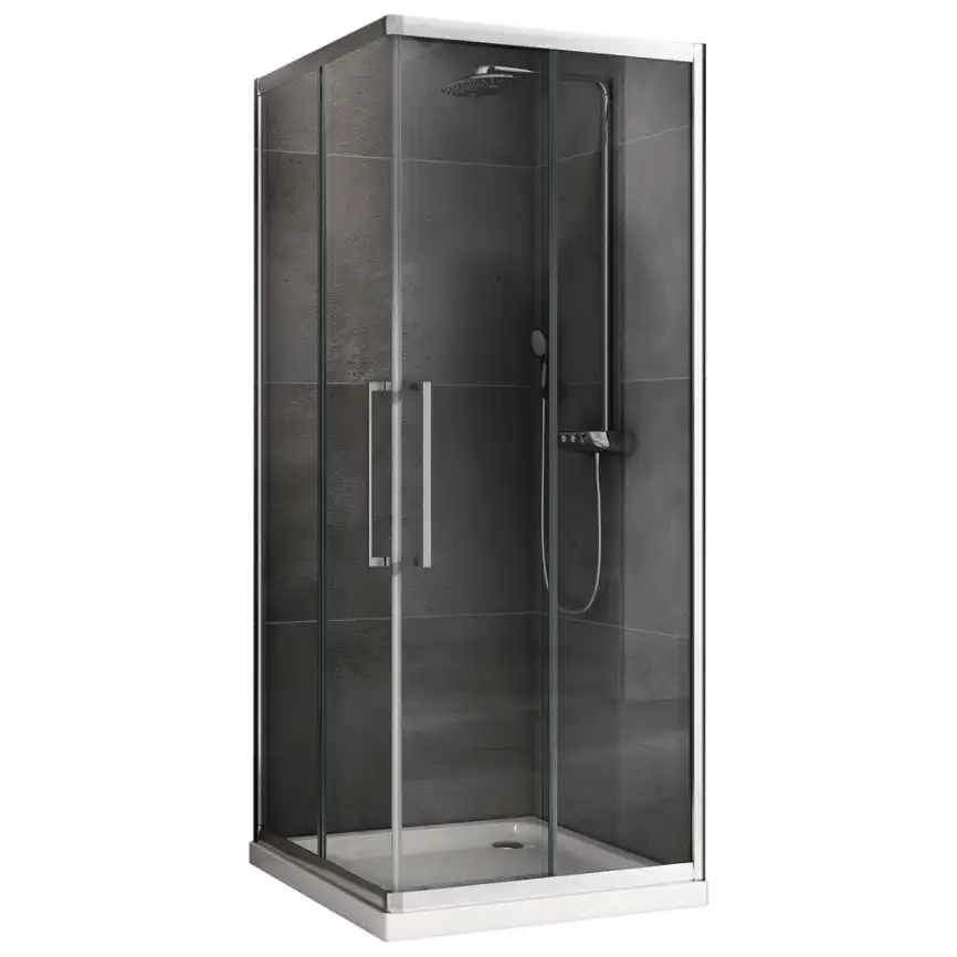 Душевой уголок ABBER Schwarzer Diamant 90х90 см, AG02090H, профиль хром, стекло прозрачное фото 1