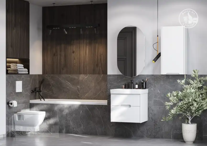 Шкаф навесной Aquaton Оливия 35 1A254703OL01R  правый цвет, белый матовый фото 3