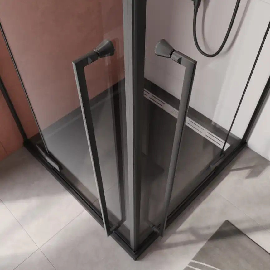 Душевой уголок Cezares LINER-A-2-90-C-NERO профиль Черный, стекло Прозрачное фото 3