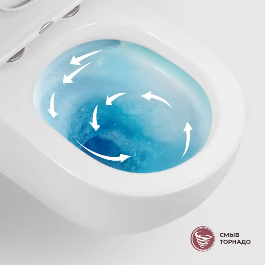 Подвесной унитаз CEZARES STYLUS-TOR CZR-6601-TH-TOR, безободковый, смыв Торнадо, белый фото 6