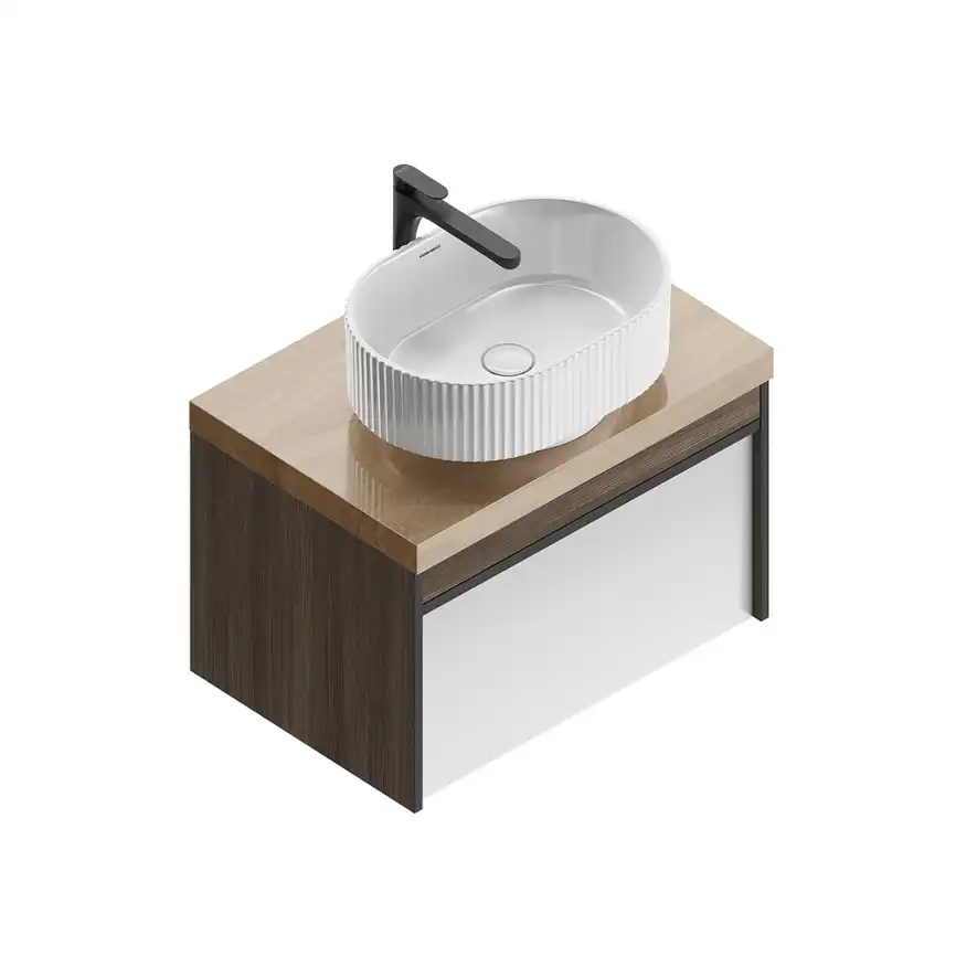 Тумба под раковину Kerama Marazzi MODULA 70 см, MO.70.1+1\AR подвесная, Арабика / Белый глянцевый фото 1