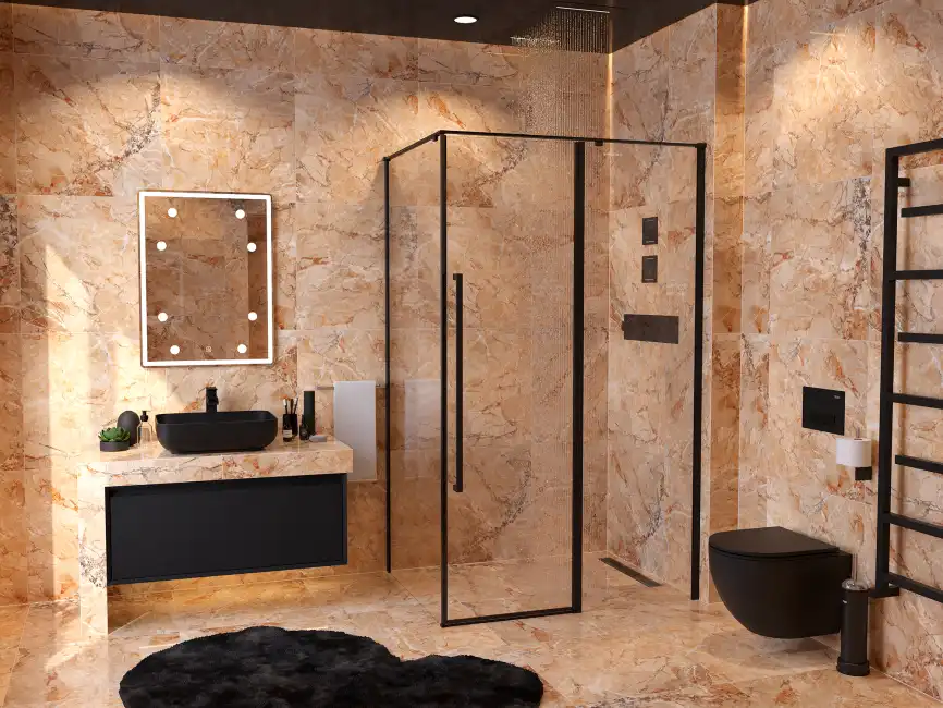 Душевой уголок Mirsant Next 90х90 профиль Черный стекло прозрачное фото 2