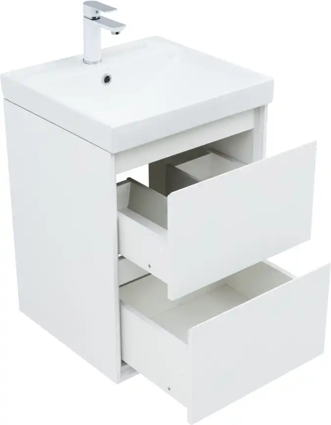 Тумба под раковину Aquanet Милан 50 белый глянец, подвесная, 336366 фото 12
