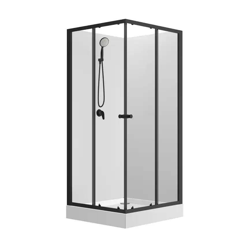 Душевая кабина Loranto 100х100 низкий поддон, прозрачное стекло, профиль Черный, CS-21801-100 фото 1