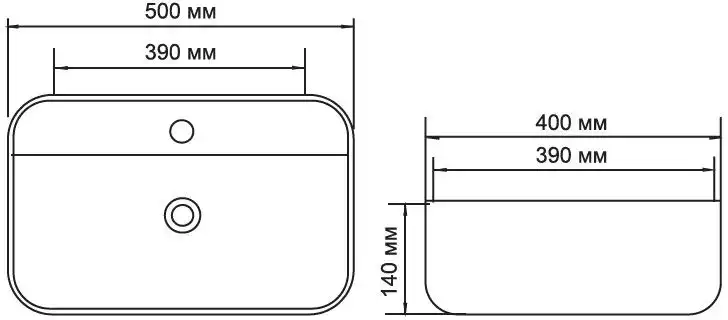 Раковина накладная Aquanet SOUL-2-MB 50х40х13,5 прямоугольная, Черная матовая фото 2