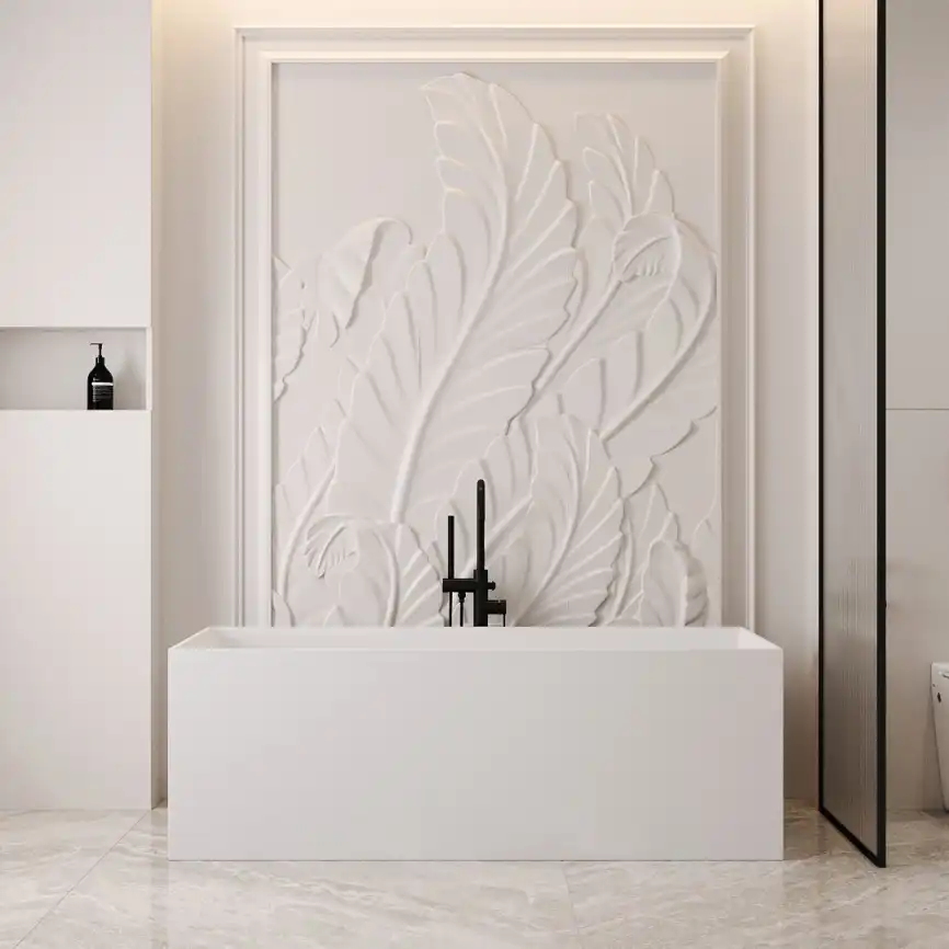 Ванна  Abber Stein 160х70 AS9640-1.6 из искусственного камня, Белая матовая фото 7