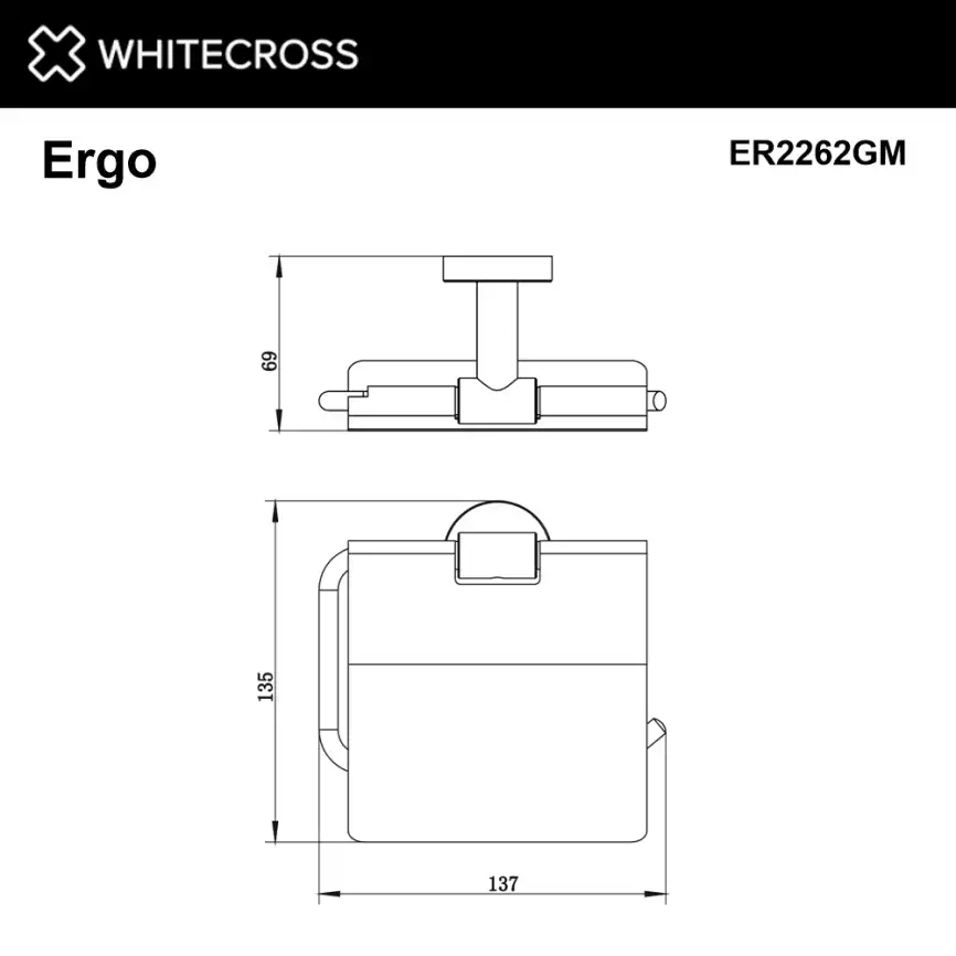 Держатель туалетной бумаги Whitecross ERGO gunmetal, ER2262GM, Оружейная сталь фото 2