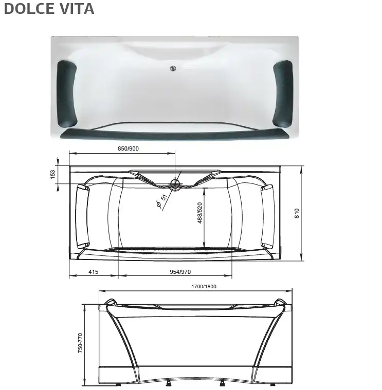 Акриловая ванна Aima Design DOLCE VITA 180х80 фото 8