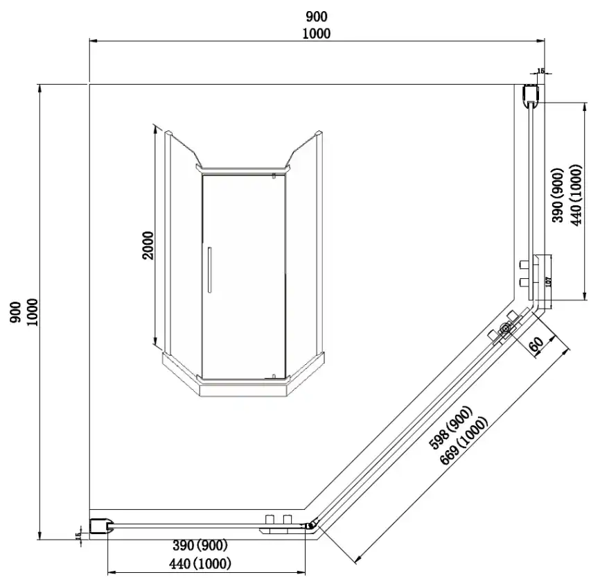 Душевой уголок Azario Edmonton 90х90х200 AZ-NNC3231-2 900 профиль Серебро, стекло Тонированное фото 3