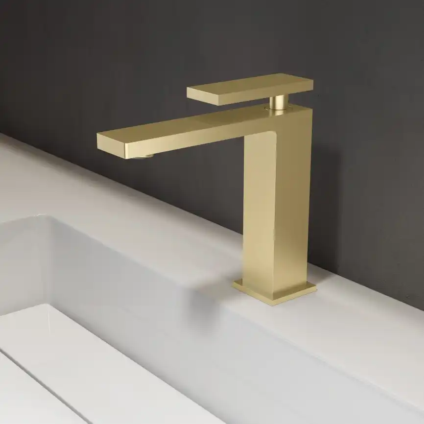 Смеситель для раковины Vincea Dice VBF-2DS1BG однорычажный, брашированное золото фото 1