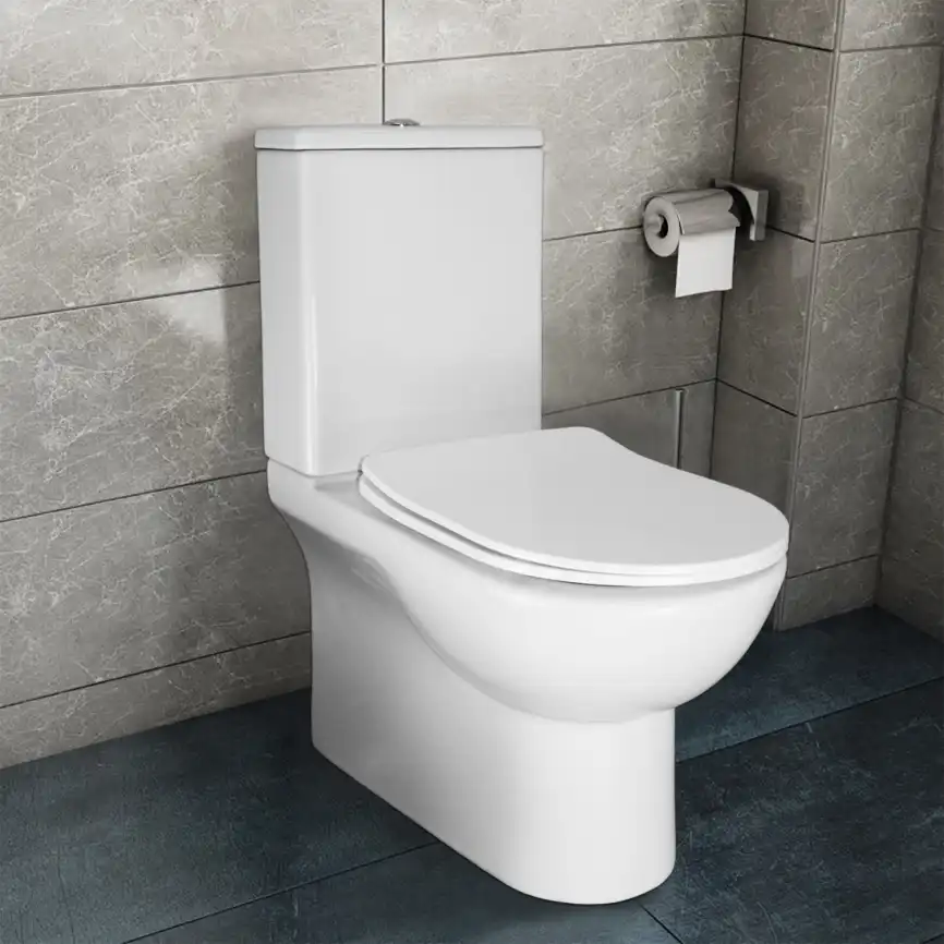 Унитаз-компакт Azario Ambra AZ-848 напольный, безободковый, в комплекте с бачком и сиденьем микролифт, Белый глянцевый фото 15