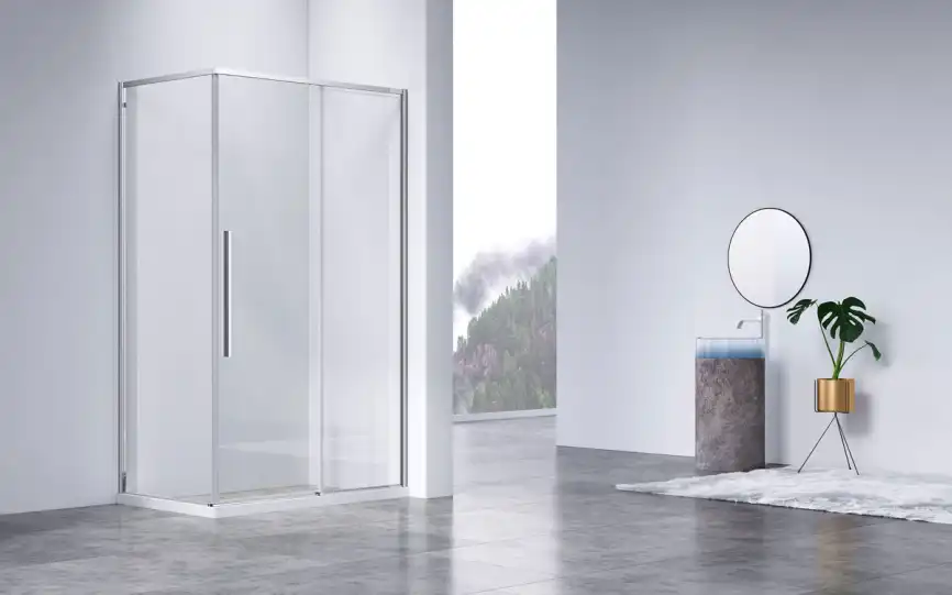 Душевой уголок Vincea Slim-N 140х80 VSR-4SN8014CL, дверь раздвижная, профиль хром, стекло прозрачное фото 2