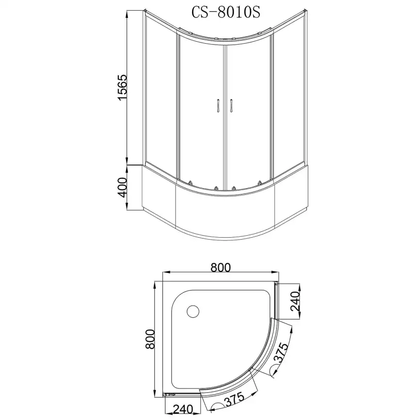 Душевой уголок Loranto 80х80х195, поддон 40 см, профиль сатин, CS-8010S фото 3