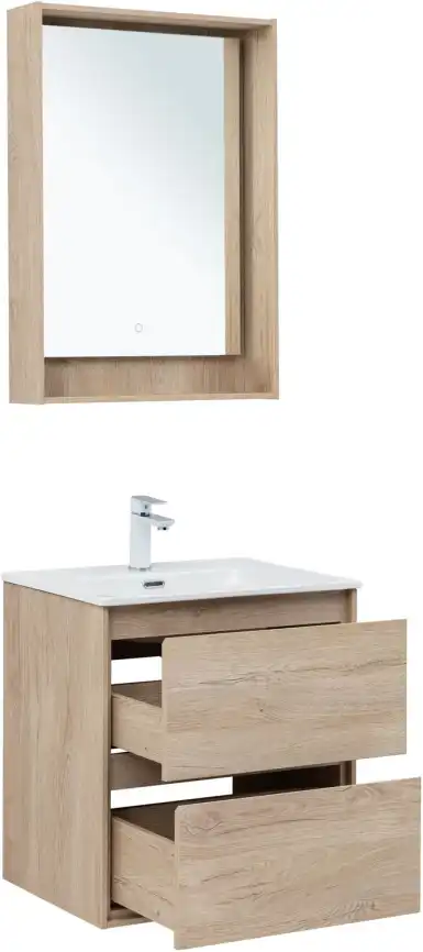 Тумба под раковину Aquanet Милан 60 дуб светлый, подвесная, 336382 фото 7