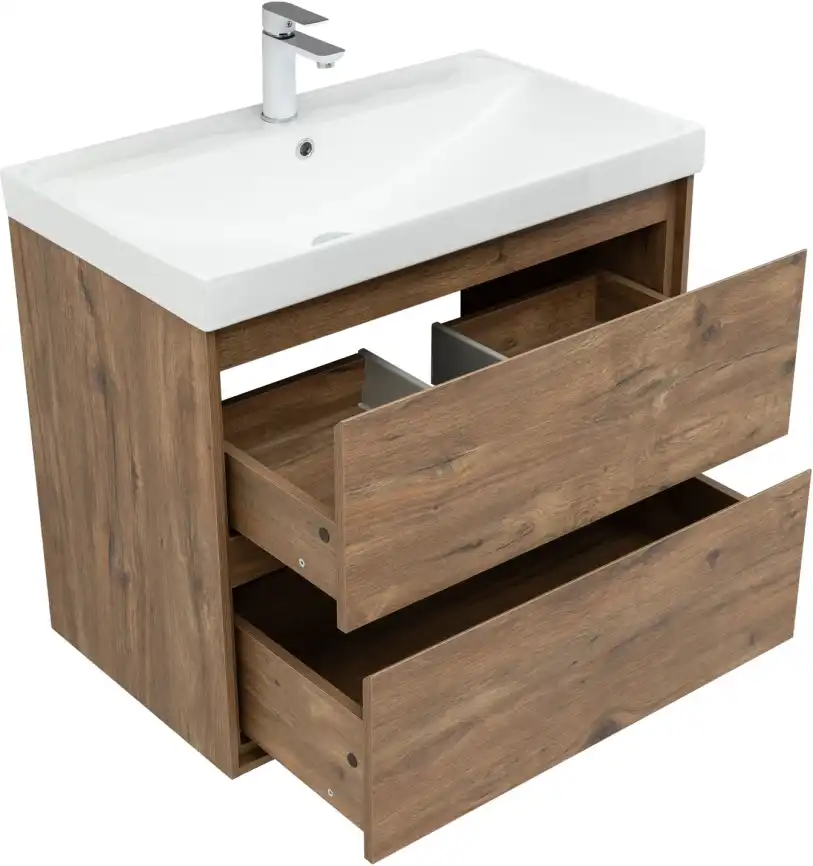 Тумба под раковину Aquanet Милан 80 дуб рустикальный, подвесная, 336379 фото 13