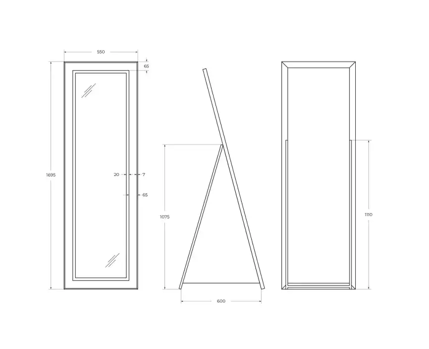 Интерьерное зеркало напольное BelBagno SPC-KRAFT-555-1700-TCH-PIA-NERO фото 10