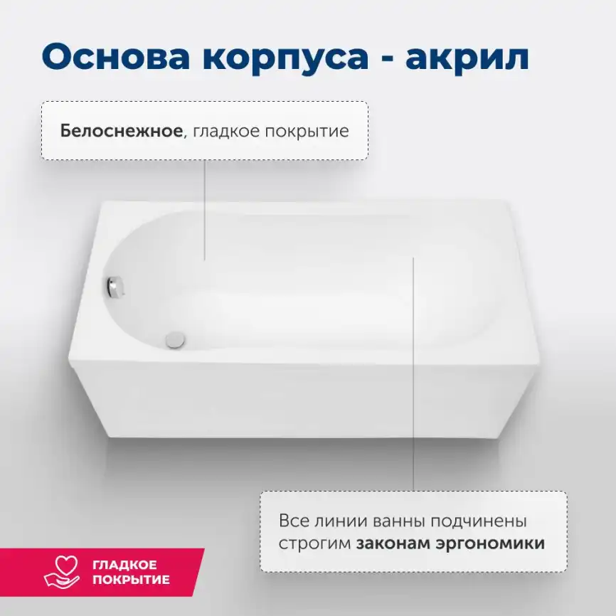 Акриловая ванна Aquanet Light 150x70, 243869 фото 9