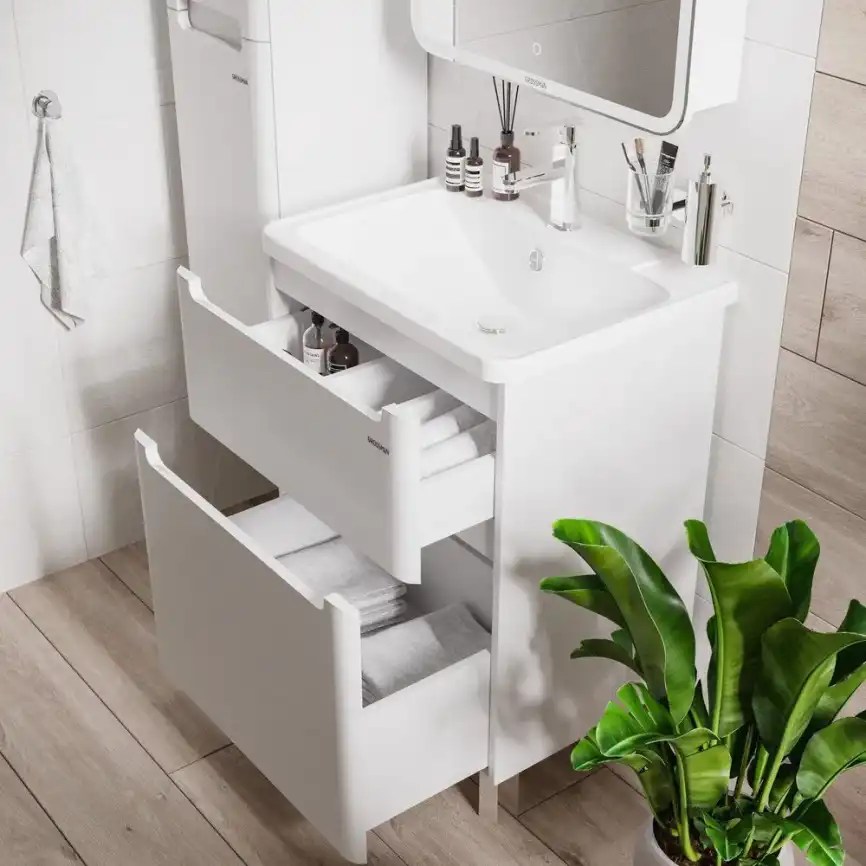 Тумба под раковину Grossman Адель 60 напольная, белая глянцевая (106007) фото 3