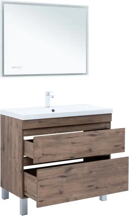 Тумба под раковину Aquanet Нота New 100 напольная, дуб веллингтон табак, 344148 фото 6