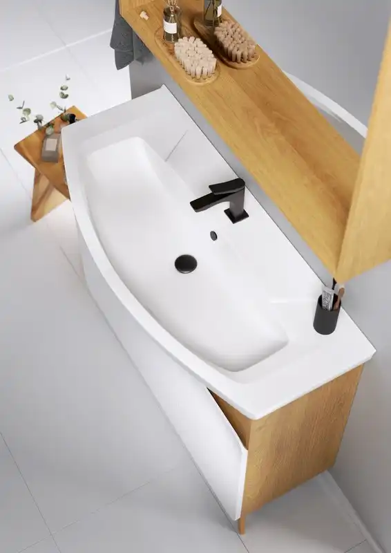 Тумба с раковиной напольная Aqwella Basic 100 см, BAS0110DZ, цвет Дуб золотой фото 4