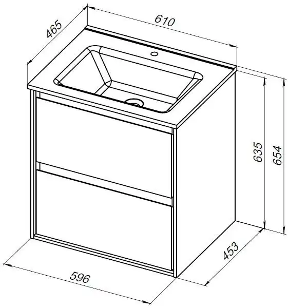 Тумба под раковину Aquanet Милан 60 белый глянец, подвесная, 336367 фото 2