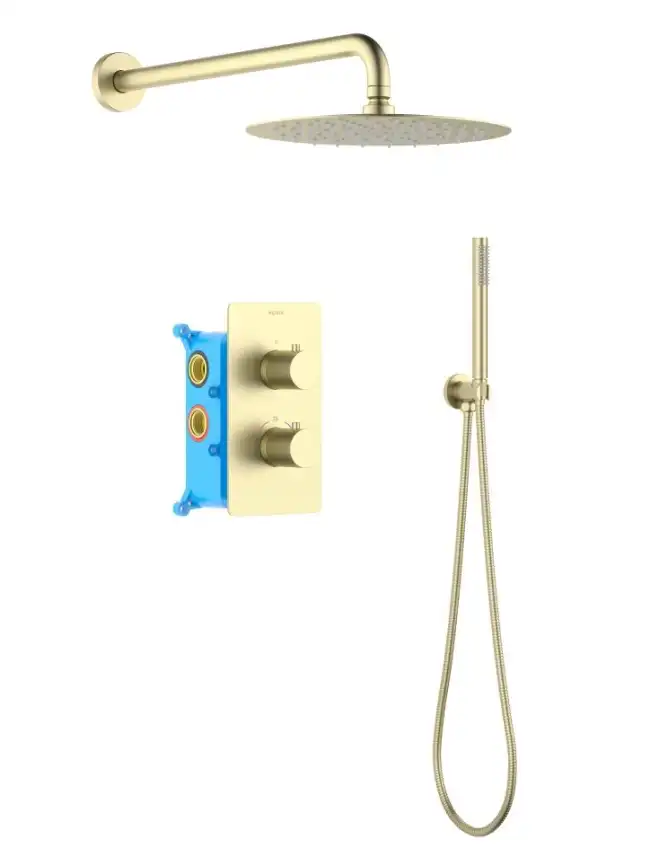 Душевая система Aquatek Европа AQ1376BG для душа встраиваемая, с термостатом, Золото матовое фото 1