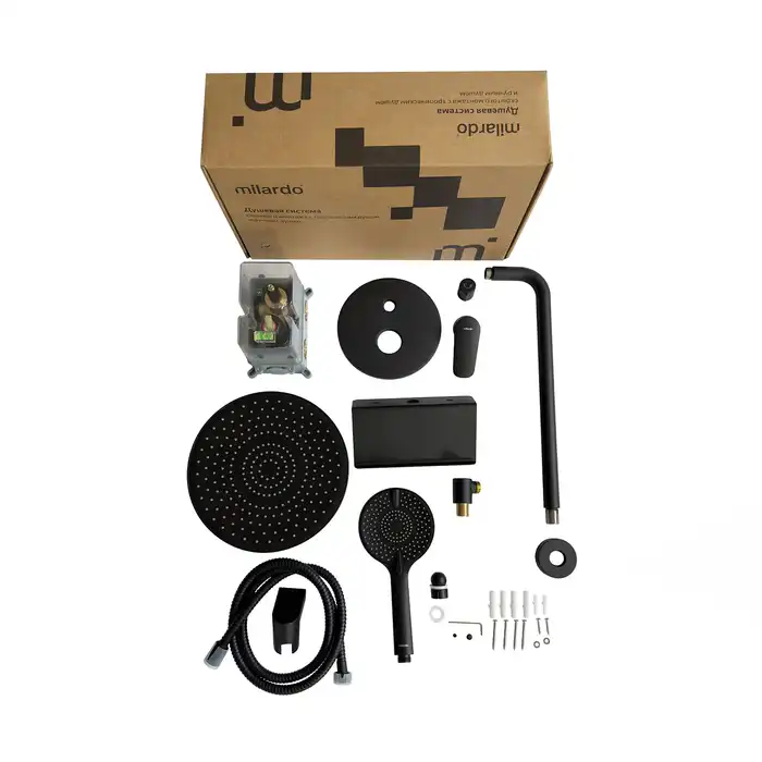 Душевая система Milardo Rora RORBL02M67 для душа, встраиваемый цвет, Черный матовый фото 6