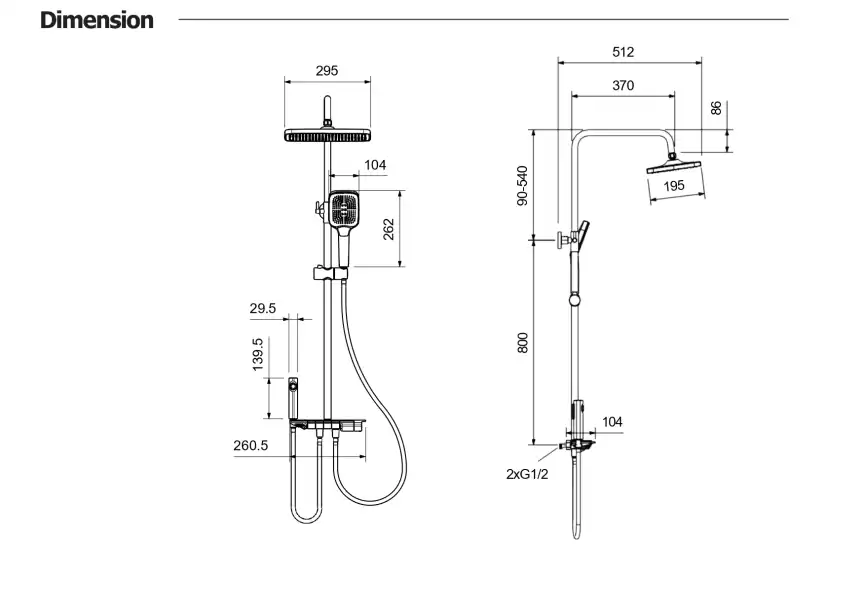 Душевая система Aquatek ПОЛАРИС AQ3040CR, Хром фото 2