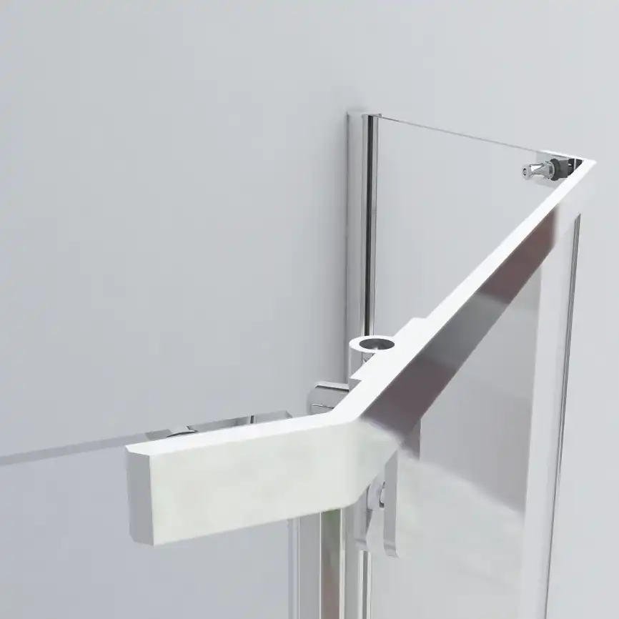 Душевой уголок Vincea Stresa 100х100 VSP-1S100CLG, дверь распашная, профиль брашированное золото, стекло прозрачное фото 3