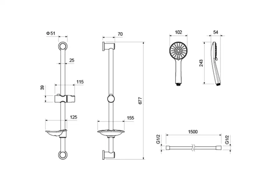 Смеситель для душа Aquatek Бетта AQ1132MB, с душевым гарнитуром однорычажный, Черный матовый фото 3