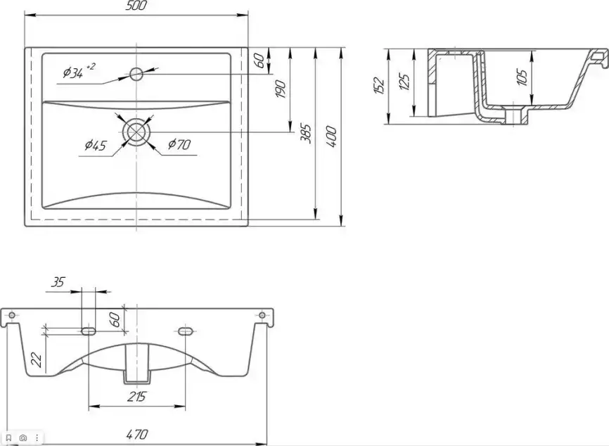 Раковина Grossman Фостер 50, белая фото 2