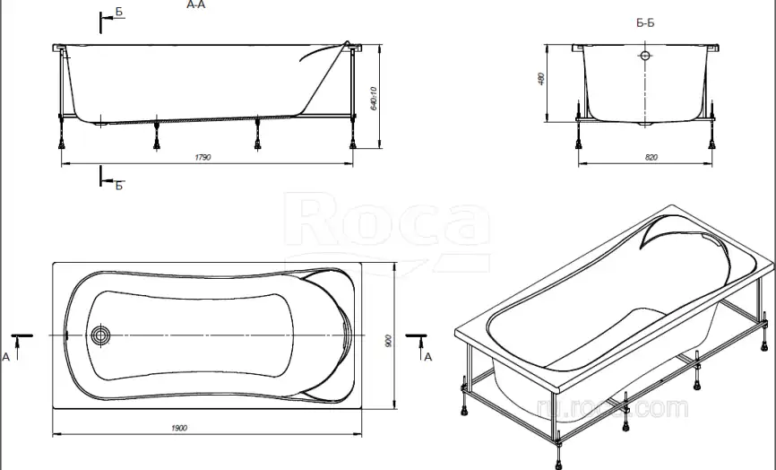 Акриловая ванна Roca BeCool 190х90 ZRU9303020 прямоугольная, Белая фото 10