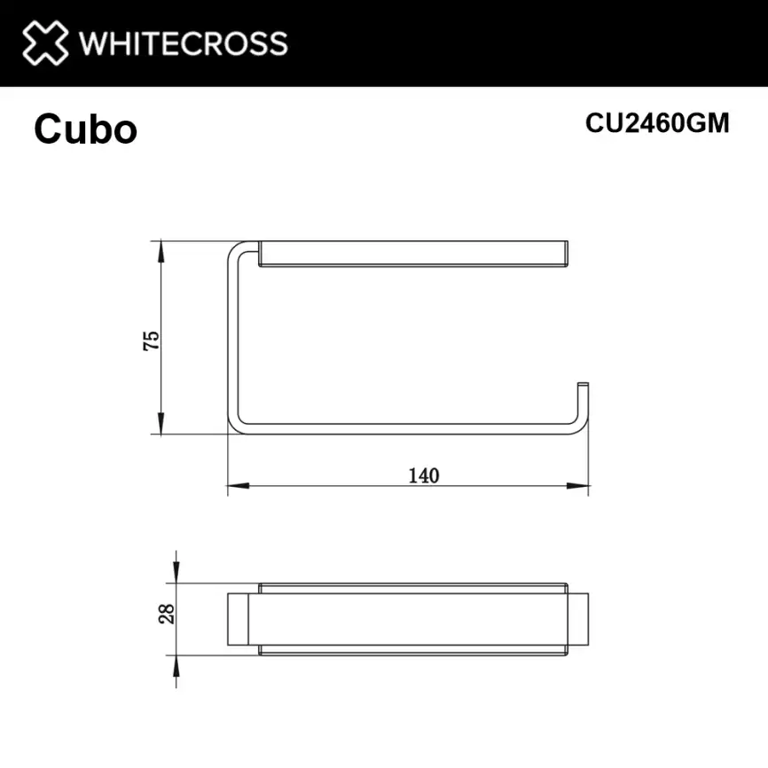 Держатель туалетной бумаги Whitecross CUBO gunmetal, CU2460GM, Оружейная сталь фото 2