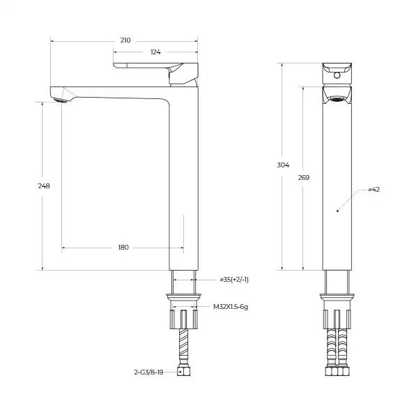Смеситель для накладной раковины Cezares STYLUS-LC-BORO-W0, Брашированное золото фото 4