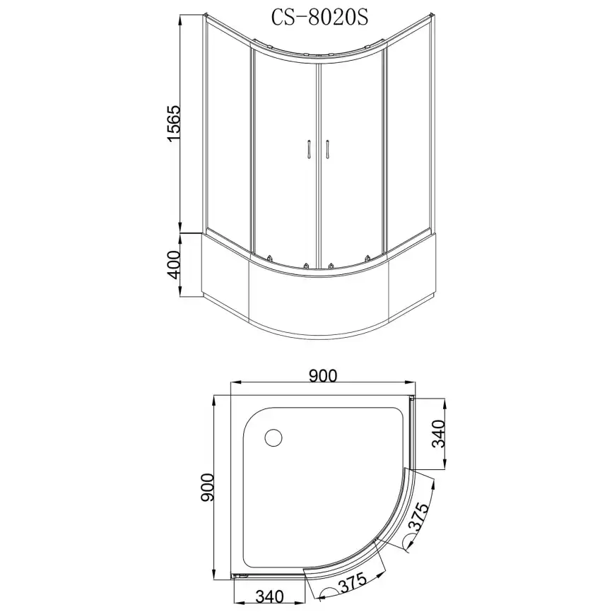 Душевой уголок Loranto 90х90х195, поддон 40 см, профиль сатин, CS-8020S фото 3