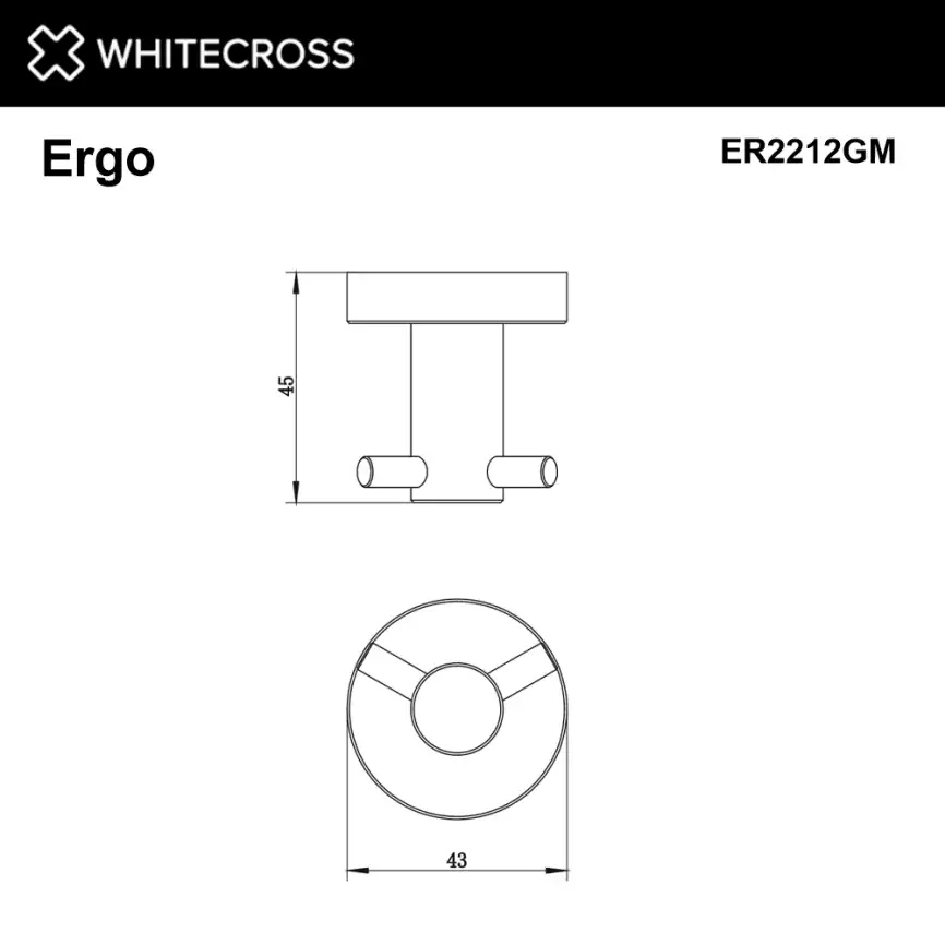 Крючок двойной Whitecross ERGO gunmetal, ER2212GM, Оружейная сталь фото 2