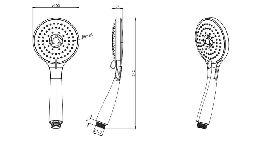 Душевая лейка Aquatek ВЕГА AQ2003BGM, Оружейная сталь фото 2
