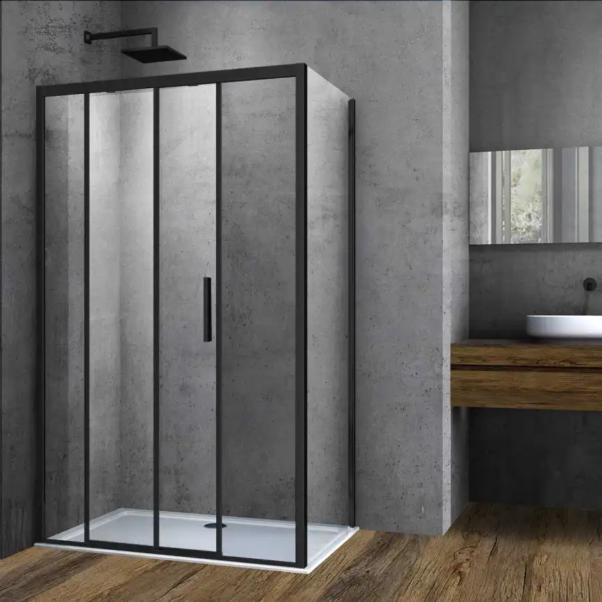 Душевой уголок Vincea Soft 130х90 VSR-3SO9013CLB, дверь раздвижная, профиль черный, стекло прозрачное фото 1