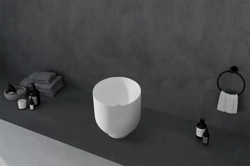 Раковина накладная ABBER STEIN 40х40х45 AS2618, круглая, белая матовая фото 2