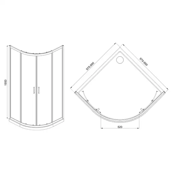 Душевой уголок Mirsant Round 100х100 профиль Хром стекло прозрачное фото 2