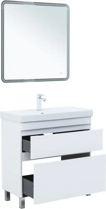 Тумба под раковину Aquanet Слим 80 напольная, белый сатин, 346044 фото 6