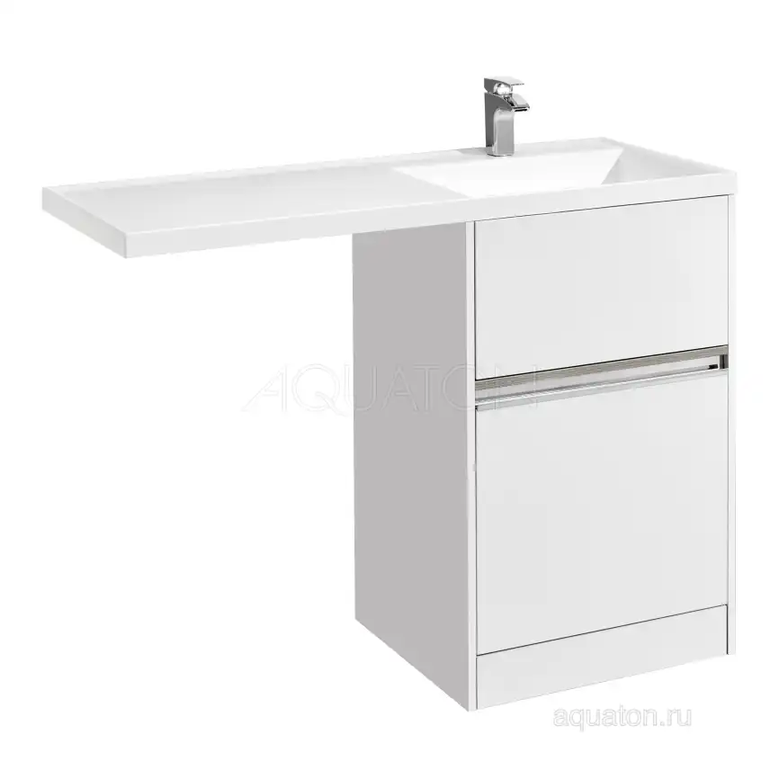 Тумба под раковину Aquaton Лондри 120 под стиральную машину с фасадом 1A235901LH010 напольная цвет, белый глянец фото 1