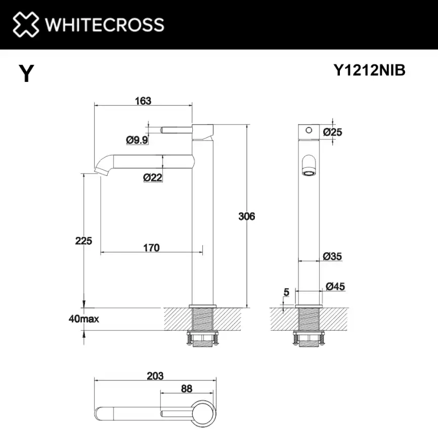 Смеситель для раковины Whitecross Y brushed nickel Никель брашированный, Y1212NIB фото 3