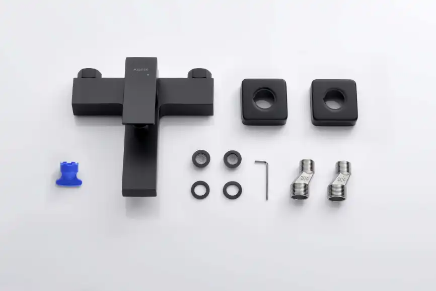 Смеситель для ванны Aquatek Либра AQ1640MB, однорычажный, с коротким изливом, Черный матовый фото 6