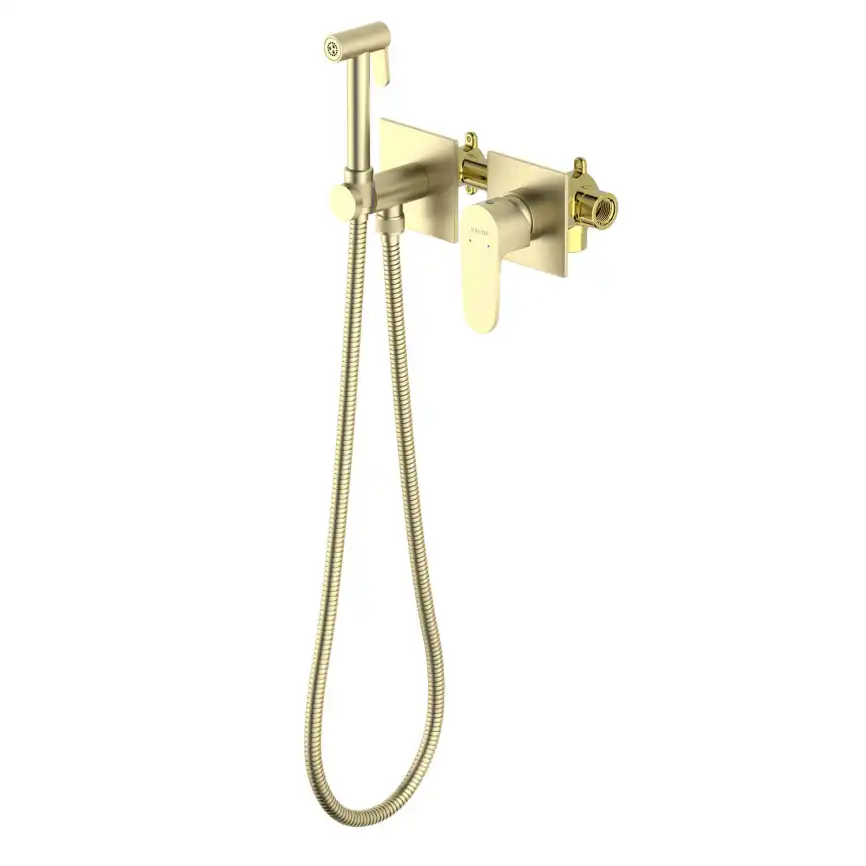 Смеситель с гигиеническим душем Aquatek Оберон AQ1220BG, Золото матовое фото 1