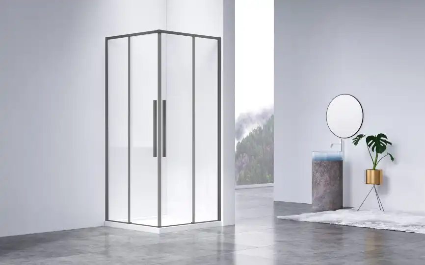 Душевой уголок Vincea Slim-N 90х90 VSS-4SN900CLGM, дверь раздвижная, профиль вороненая сталь, стекло прозрачное фото 2