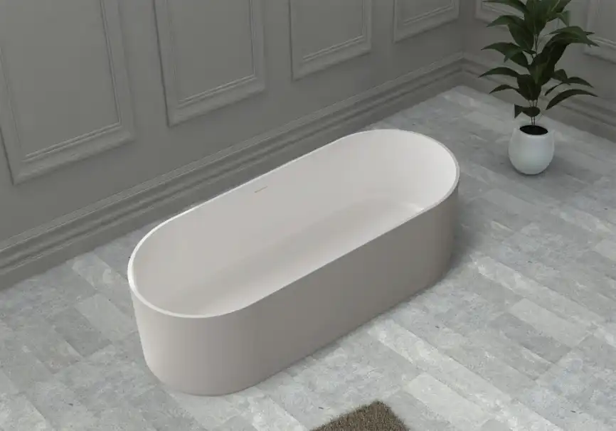 Ванна  Abber Stein 170х75 AS9607 из искусственного камня, Белая матовая фото 4