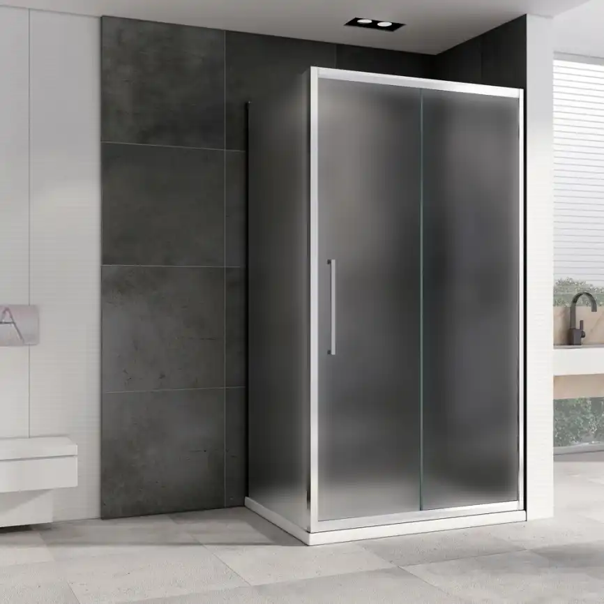 Душевой уголок ABBER Schwarzer Diamant 160х50 см, AG30160MH-S50M, профиль хром, стекло матовое фото 2