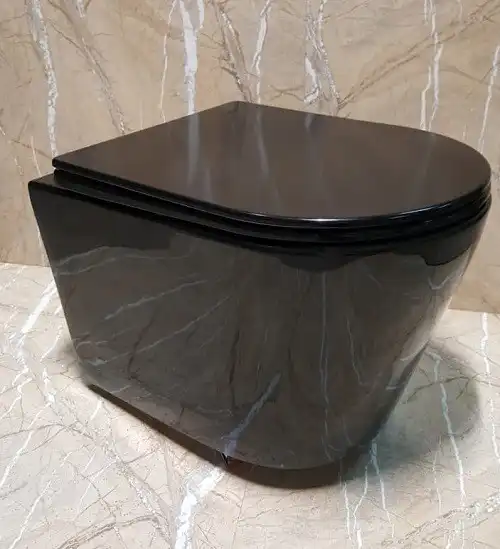 Унитаз подвесной CeramaLux 5178-18 с сиденьем микролифт Черный фото 2