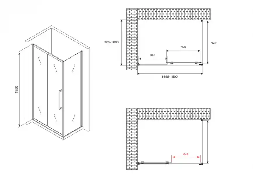 Душевой уголок ABBER Schwarzer Diamant 150х100 см, AG30150BMH-S100BM, профиль черный, стекло матовое фото 4